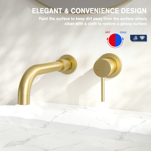Wall Mount Faucet for Bathroom Sink or Bathtub, Single Handle 2 Holes Brass Rough-in Valve Included, Matte Black, Brushed Gold, Brushed Nicke - Image 5