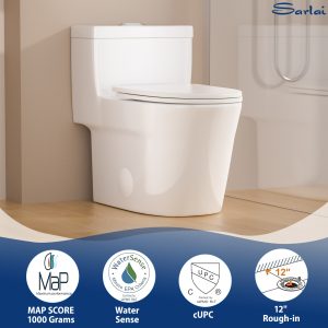 CE,CUPC Certificated One-Piece 1.1/1.6 GPF Dual Flush Round Toilet in White Soft Close Seat Included