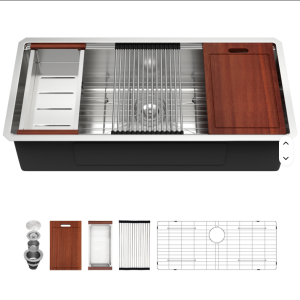 39"Rectangular Single Bowl Kitchen Sink 16 Gauge Stainless Steel Undermount Installation 10" Deep