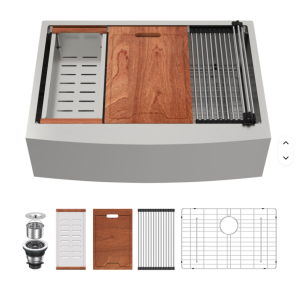 33" Single Bowl Workstation Kitchen Sink 30-inch Farmhouse 16 Gauge Stainless Steel Kitchen Sink Apron Front