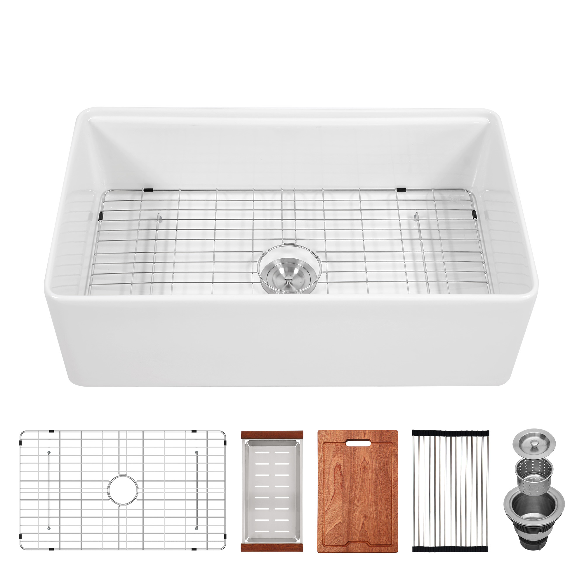 Fireclay Kitchen Sinks Apron Front Single Bowl Ceramic Farmhouse Sinks