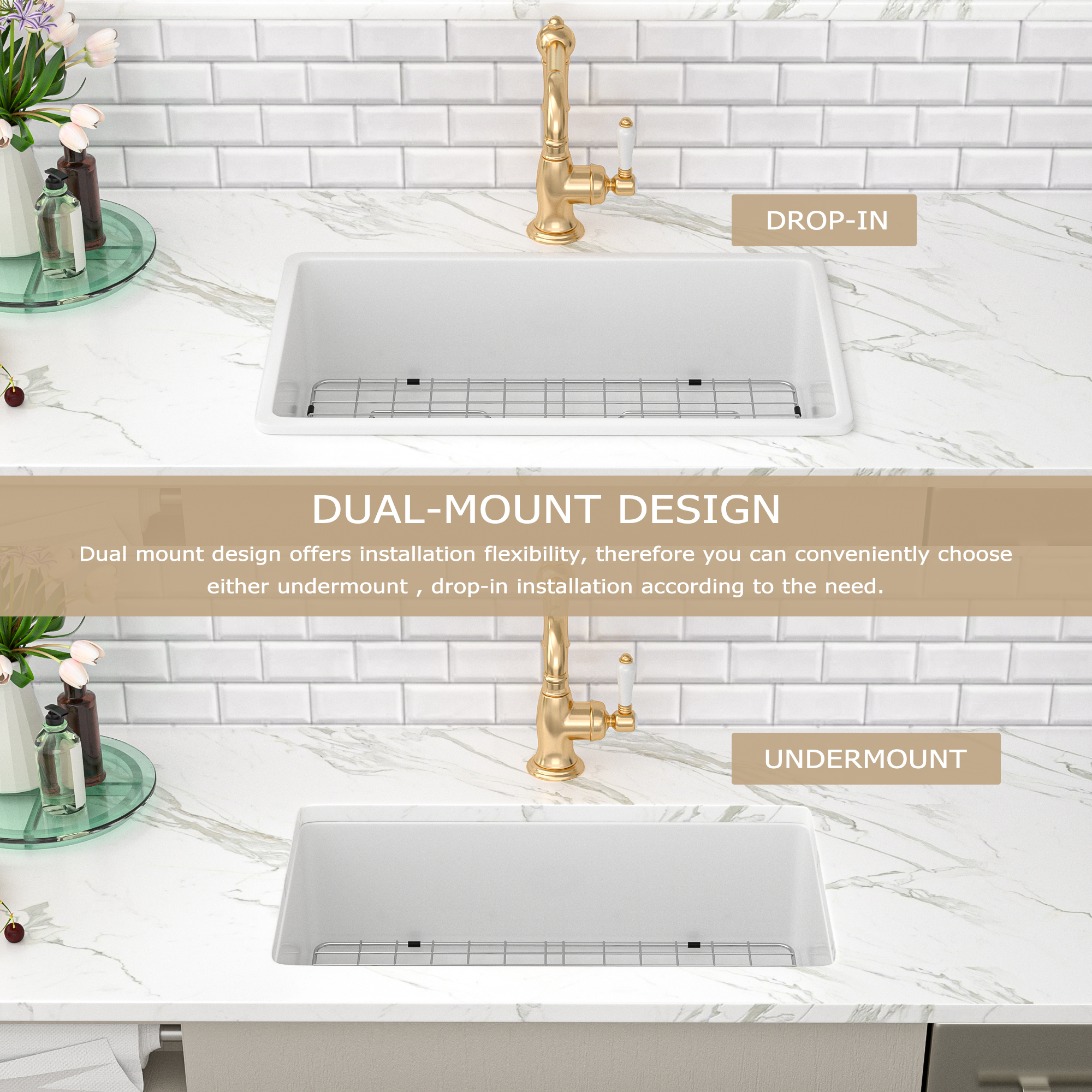 Fireclay Kitchen Sinks Undermount Single Bowl Ceramic Farmhouse Sinks - Image 2