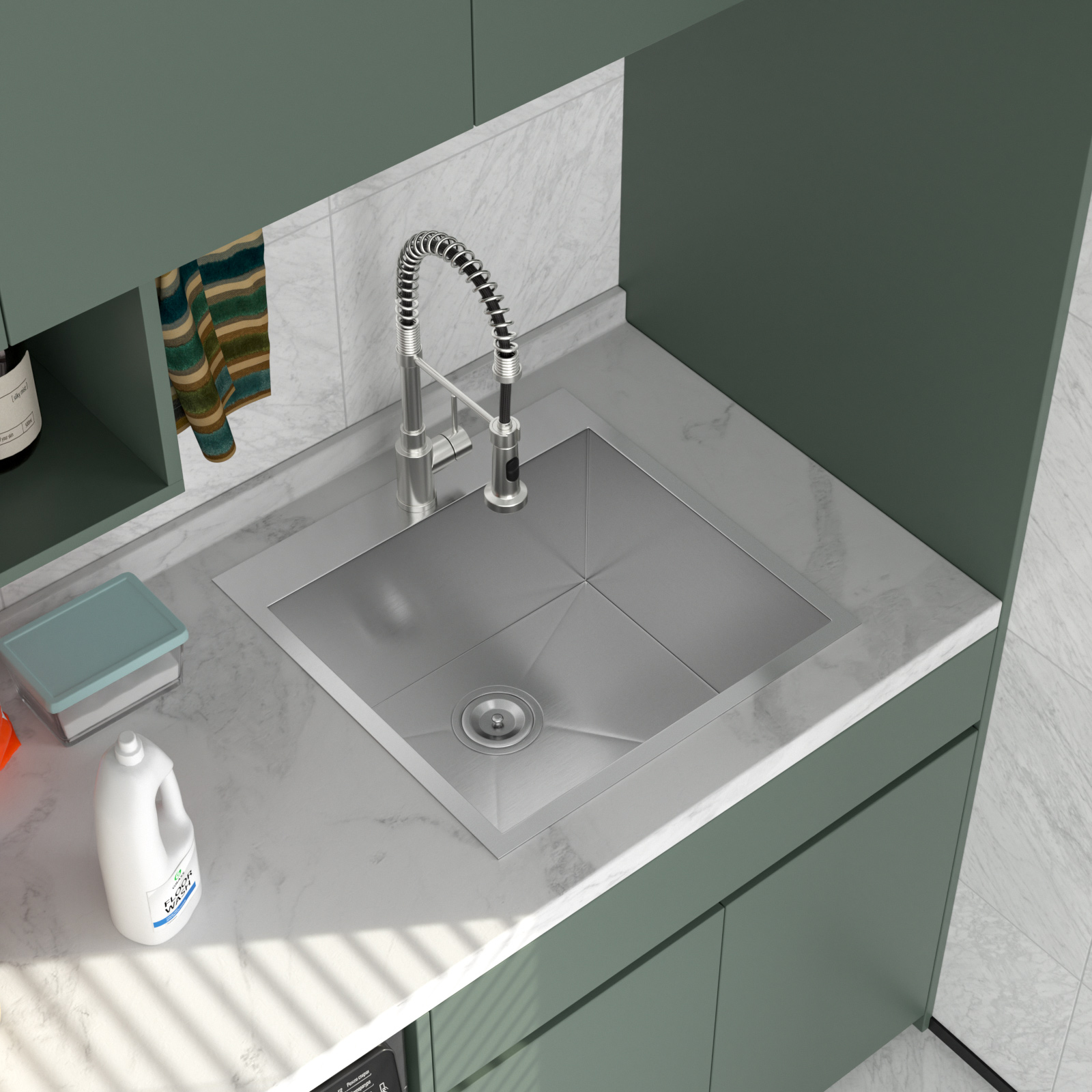 12" Deep Laundry Room Stainless Sink 12" Deep Top Counter Laundry Room Stainless Sink Single Bowl Laundry Utility Sink - Image 3