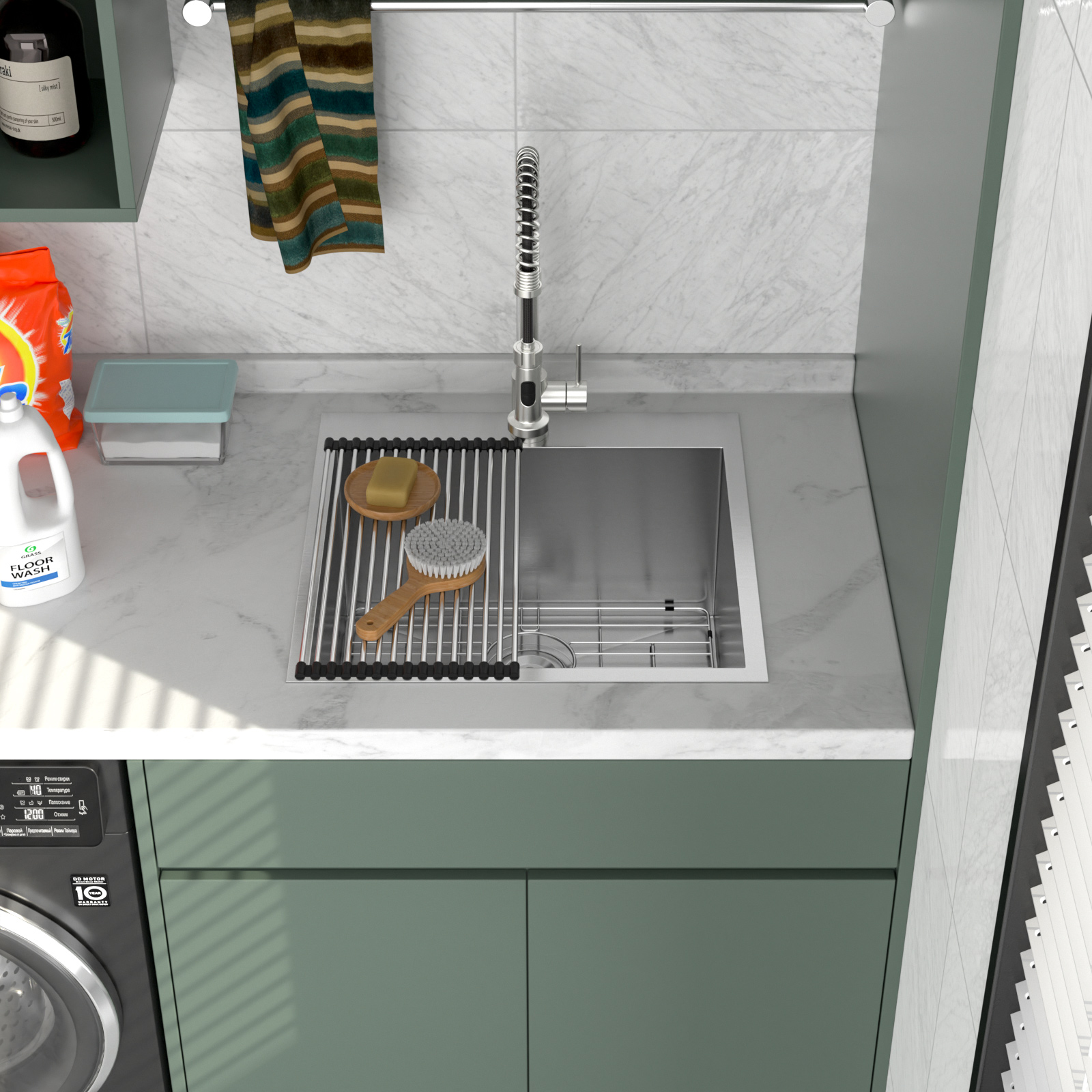 12" Deep Laundry Room Stainless Sink 12" Deep Top Counter Laundry Room Stainless Sink Single Bowl Laundry Utility Sink - Image 5