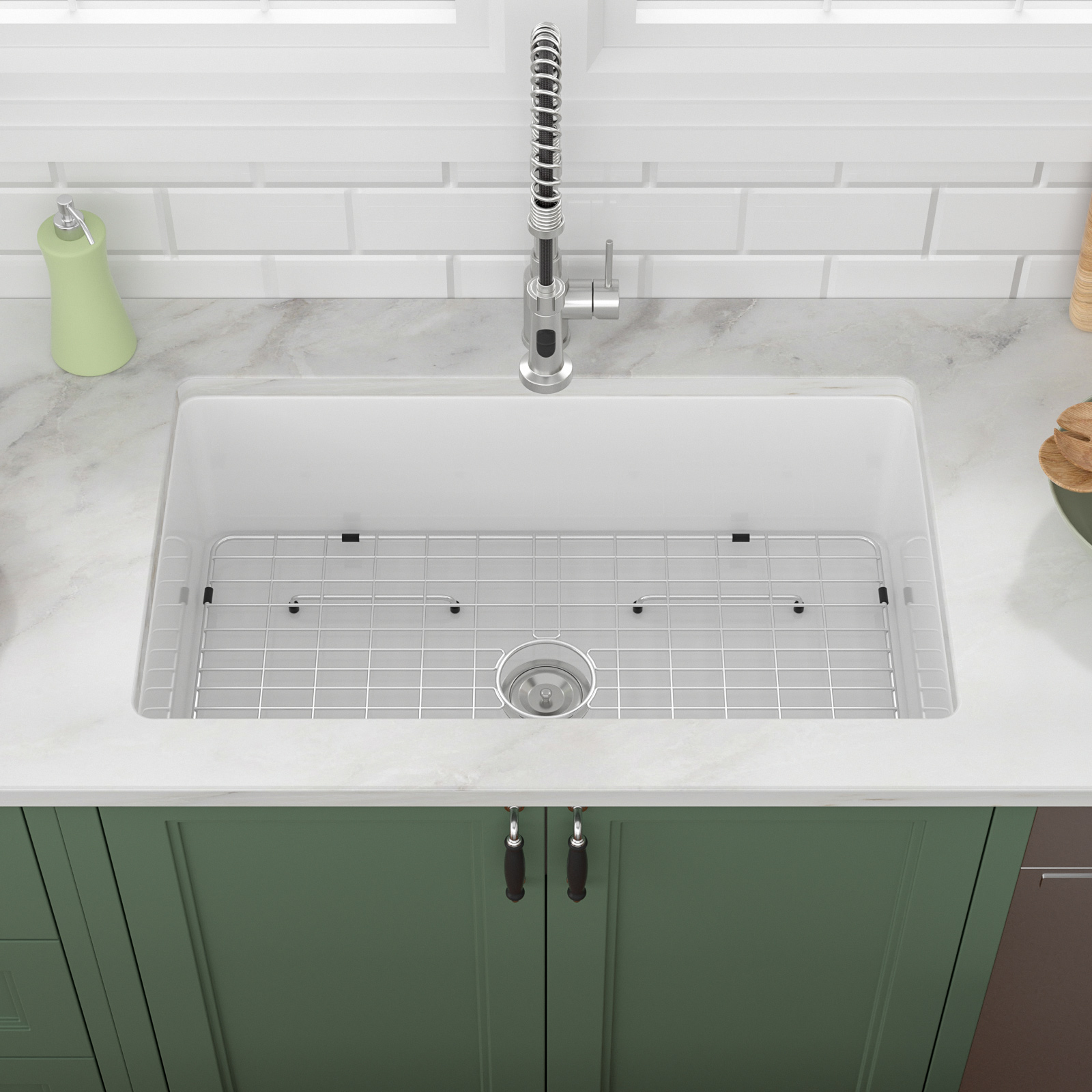 Fireclay Kitchen Sinks Undermount Single Bowl Ceramic Farmhouse Sinks - Image 4