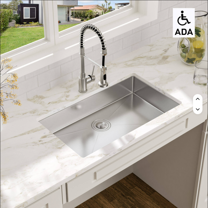 Modern 16 Gauge Stainless Steel Single Bowl with Easy Clean Corners ADA 30*18,26*18,28*18, Inches Compliant Kitchen Sink - Image 2