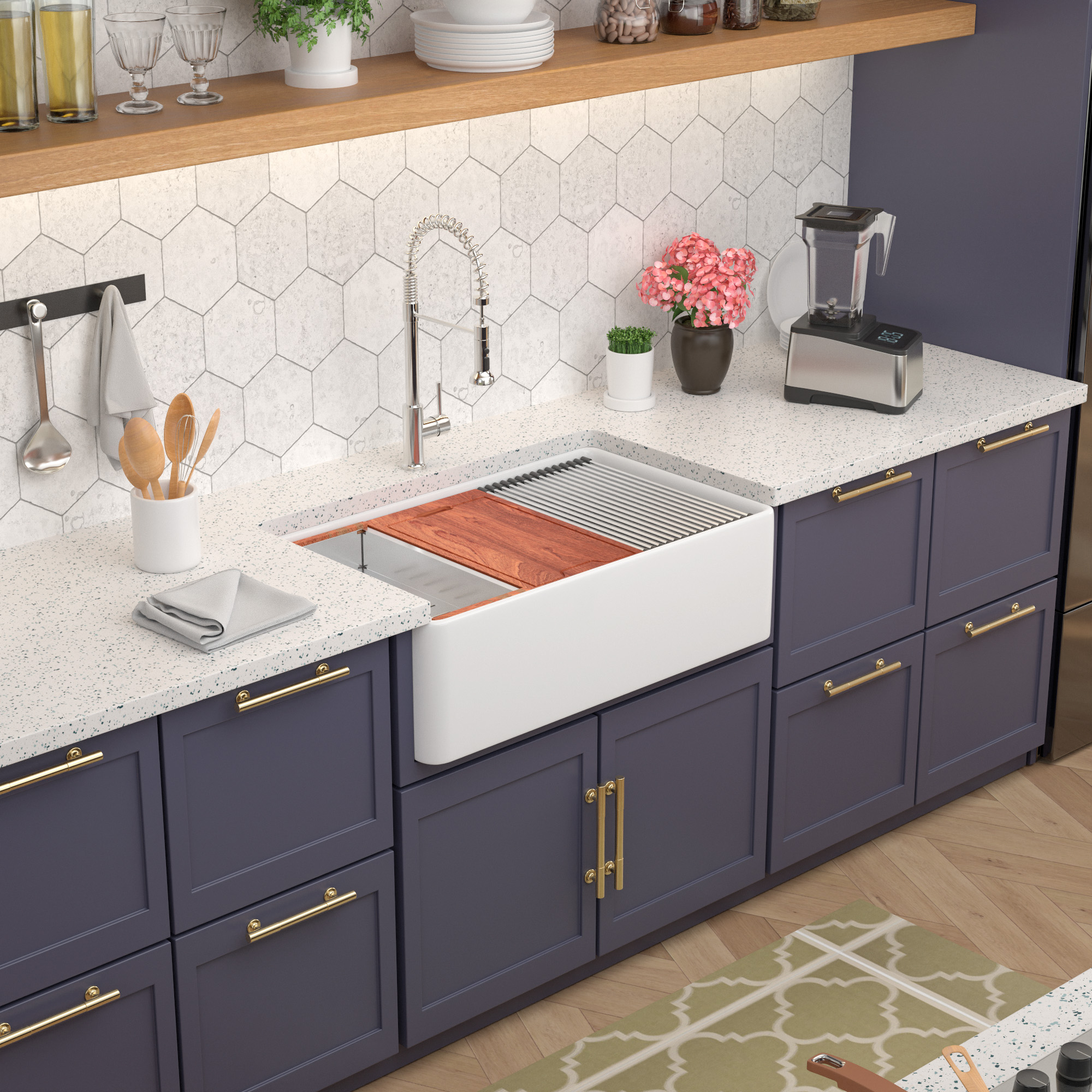 Fireclay Kitchen Sinks Apron Front Single Bowl Ceramic Farmhouse Sinks - Image 6