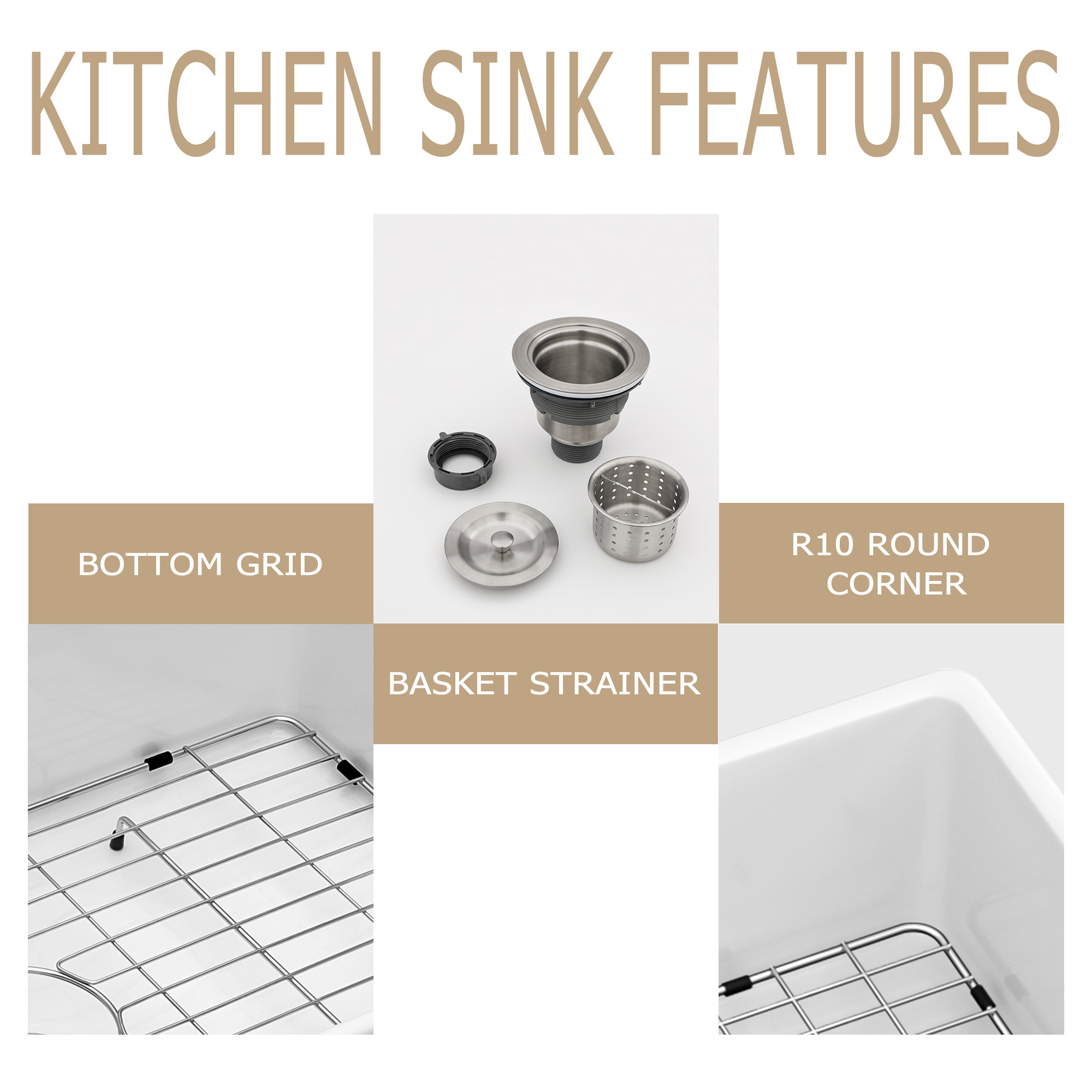 Fireclay Kitchen Sinks Undermount Single Bowl Ceramic Farmhouse Sinks - Image 3