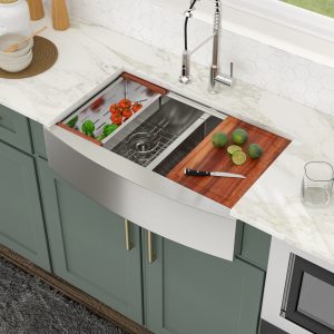33" Farmhouse Sink Stainless Steel Workstation Double Bowl Apron Front Kitchen Sinks