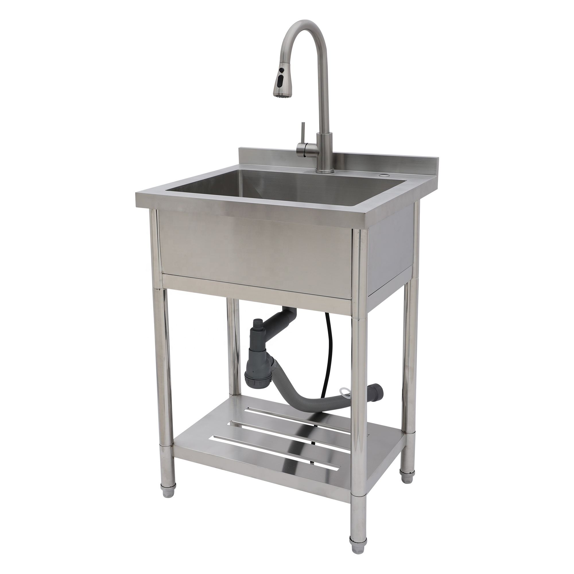 Single Bowl Freestanding Stainless Steel Multi-Functional Kitchen Sink Portable Commercial Utility Sink