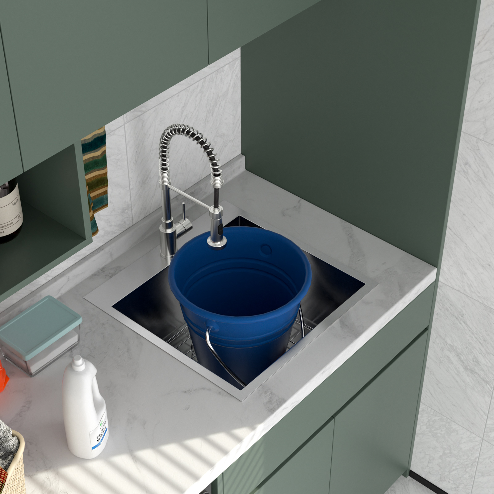 12" Deep Laundry Room Stainless Sink 12" Deep Top Counter Laundry Room Stainless Sink Single Bowl Laundry Utility Sink - Image 4