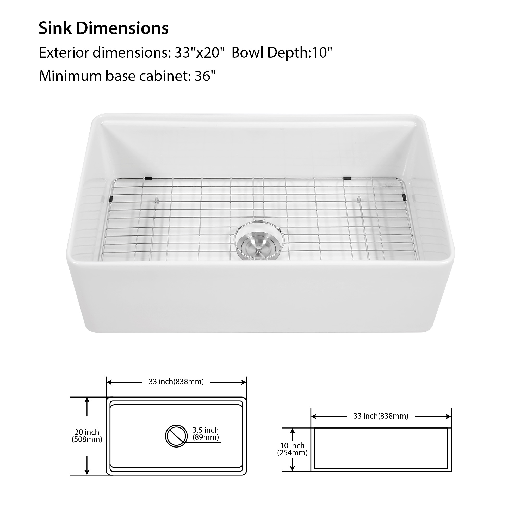 Fireclay Kitchen Sinks Apron Front Single Bowl Ceramic Farmhouse Sinks - Image 4