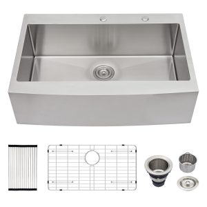 33" 16 Gauge Deep Single Bowl 304 Stainless Steel Kitchen Farmhouse Apron Front Sink