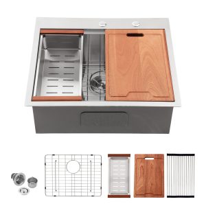 28",27",25" 16 Gauge 304 Stainless Steel Rectangular 28*22*10 Inch Workstation Sink Top Mount Kitchen Sink