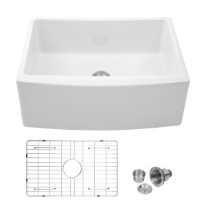 White Ceramic Kitchen Sink Single Bowl With Apron Front Farmhouse Installation Big Single Bowl Kitchen Sink