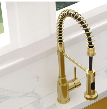 15 1/2 Inches Commercial Kitchen Faucet with Dual Function Pull-Down Sprayhead in Brushed Nickel Finish, Stainless Steel - Image 2