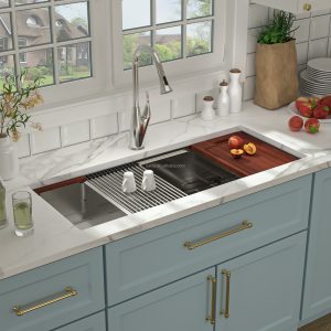 45 Inch Kitchen Sink Rectangular Handmade Large Workstation Kitchen Sink 304 Single Bowl Undermount Stainless Steel