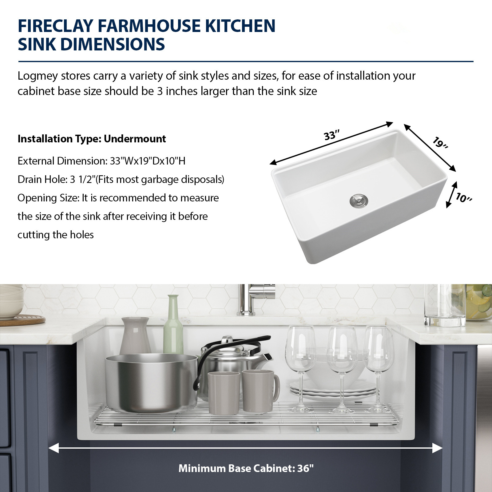 Single Bowl Farmhouse Sink With Apron Front Porcelain Ceramic Kitchen Sinks Includes Accessories - Image 6