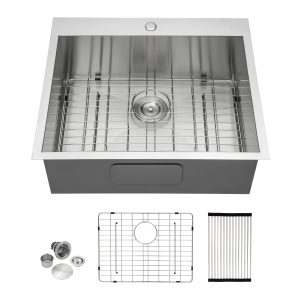 28" 16 Gauge 304 Stainless Steel Rectangular Kitchen Sink 28*22*9 Inch One-Bowl One-Hole Design Counter Installation Drainer