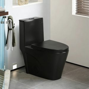 One-Piece Toilet, 1.1/1.60 GPF Water-Efficient Dual-Flush Elongated Comfort Height Floor Mounted, Standard-Size Toilet with Soft Closing Seat Included