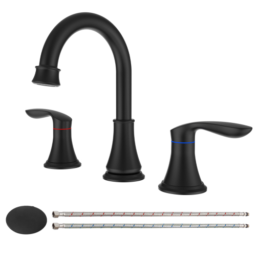 2-Handle 8 inch Widespread Bathroom Sink Faucet ?Oil-Rubbed Bronze Lavatory Faucet 3 Hole 360?? Swivel Spout Vanity Sink Basin Faucets with Pop Up Drain Assembly and cUPC Water Supply Hoses - Image 5