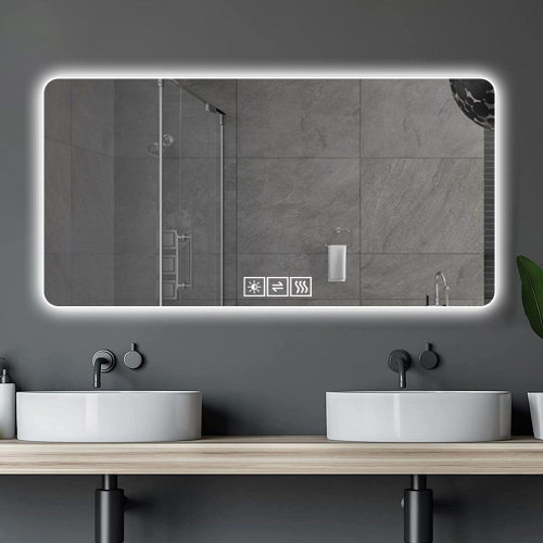 28*60in LED bathroom mirror, corrosion-resistant, three-color dimmable, backlit mirror with one-touch demist function - Image 2