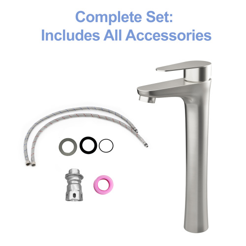 Brushed Nickel Vessel Sink Faucet Single Handle Tall Bathroom Sink Faucet Vanity Bathroom Faucet - Image 5