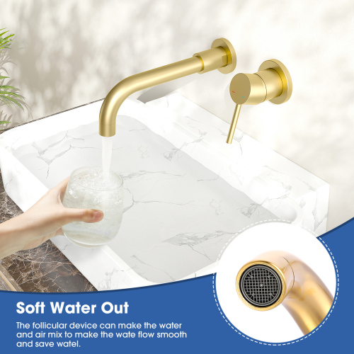 Wall Mount Faucet for Bathroom Sink or Bathtub, Single Handle 2 Holes Brass Rough-in Valve Included, Matte Black, Brushed Gold, Brushed Nicke - Image 3