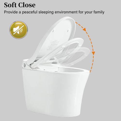 Smart toilet with Built-in Heated Seat, One Piece Elongated Modern Toilet with Adjustable Temp Heated Seat, Auto Flush, Dual Flush Toilet 1/1.28 GPF, Foot sensor Flush, White Night Light,Knob Control - Image 8