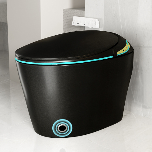 Unique Smart Toile, One Piece Toilet with Bidet Built In,Auto Open/Close Seat, Foot Sensor, LED Display,Night Light, Warm Water & Dryer,black - Image 3
