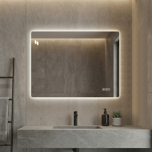 24*32 Inch Bathroom Mirror with Led Lights Front and Backlit, Anti-Fog Lighted Vanity Mirrors for Wall Mounted, 3 Colors and 5 level Dimmable, Horizontal/Vertical