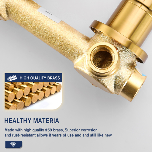 Wall Mount Faucet for Bathroom Sink or Bathtub, Single Handle 2 Holes Brass Rough-in Valve Included, Matte Black, Brushed Gold, Brushed Nicke - Image 2