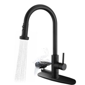 3-in-1 Kitchen Faucet with Press-Type Glass Rinser, High-Arc Pull-Down Sprayer Faucet, 3 Function Spray Mode, Brushed Nickel Finish, for Modern Kitchen Sink