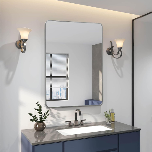 24x36 Inch Silver,Gold,Black Metal Framed Rectangular Bathrrom Mirror for Wall - Image 9