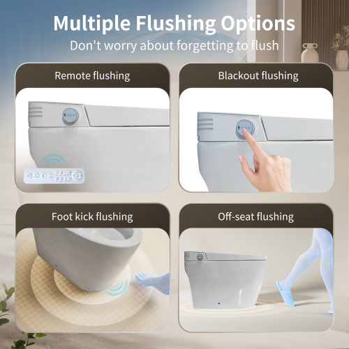 CUPC,DOE Tankless Smart Toilet With Bidet Built In, One-piece Bidet Toilet Seat, Auto Flush, Auto Open/Close,Heated Seat, Warm Water and Dry, Adjustable Temp,Remote Control Side Know - Image 7