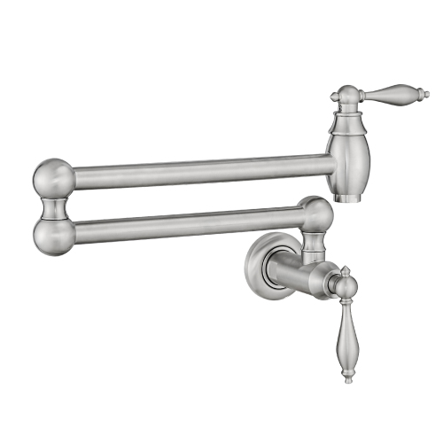 Pot Filler,Wa
ll Mount Commercial Pot Filler Faucet,Brass Material Kitchen Folding Faucet,Coffee Machine Faucet with Stretchable Double Joint Swing Arms,Style A,Brushed Gold??Brushed Nickel,Black - Image 3