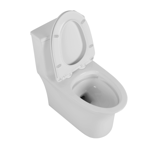 1.1/1.6 GPF Elongated Comfort Height Floor Mounted One-Piece Toilet, CUPC Certified, WaterSense Cetified, Ceramic, White Color, Soft Close Seat - Image 11