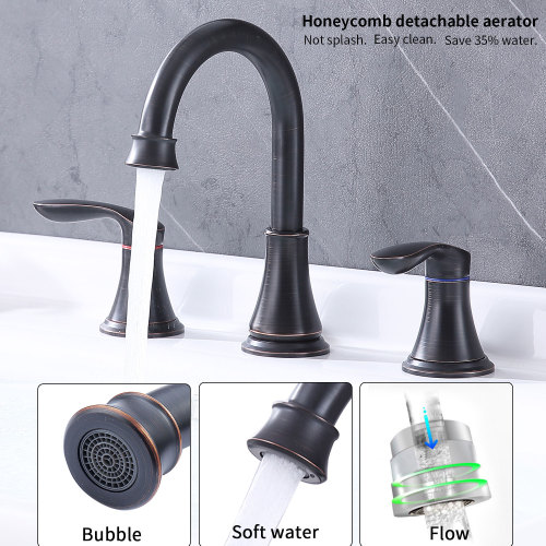 2-Handle 8 inch Widespread Bathroom Sink Faucet ?Oil-Rubbed Bronze Lavatory Faucet 3 Hole 360?? Swivel Spout Vanity Sink Basin Faucets with Pop Up Drain Assembly and cUPC Water Supply Hoses - Image 10