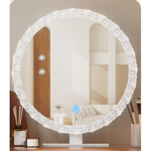 Crystal Edge LED Makeup Mirror with 3-Color Dimmable Lighting - Image 4