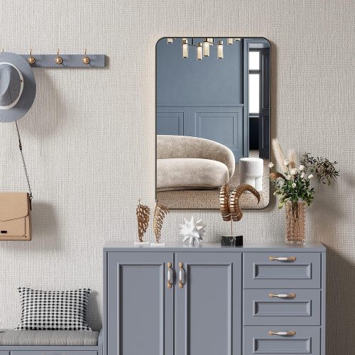 24x36 Inch Silver,Gold,Black Metal Framed Rectangular Bathrrom Mirror for Wall