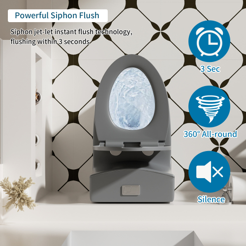 1.1/1.6 GPF Tornado Flush One-Piece Toilet Elongated, Siphonic S-trap 12",Soft Closing Seat, Button on Tank top ,Powerful Dual Flush MAP 1000g, Comfort Chair Seat ADA Height 17", Light gray - Image 9