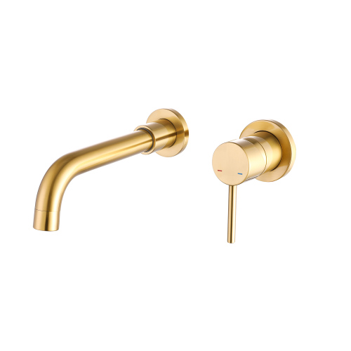 Wall Mount Faucet for Bathroom Sink or Bathtub, Single Handle 2 Holes Brass Rough-in Valve Included, Matte Black, Brushed Gold, Brushed Nicke