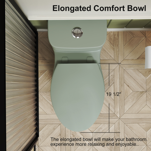 1.1/1.6 GPF Tornado Flush One-Piece Toilet with Comfort Chair Seat ADA Height 17",Powerful & Quiet Dual Flush Modern Toilet,Siphonic S-trap 12",Rimless Bowl with Soft Closing Seat,Green - Image 5