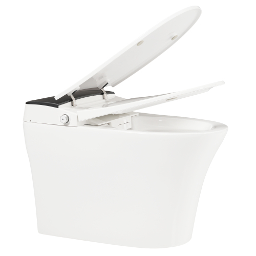 Heated Seat Smart Toilet, One Piece Toilet, Automatic Flush Tankless Toilet without Bidet, with Foot sensor Flush, Blue Night Light, Knob Control, Power Outage Flushing, Soft Close Cover,White - Image 9