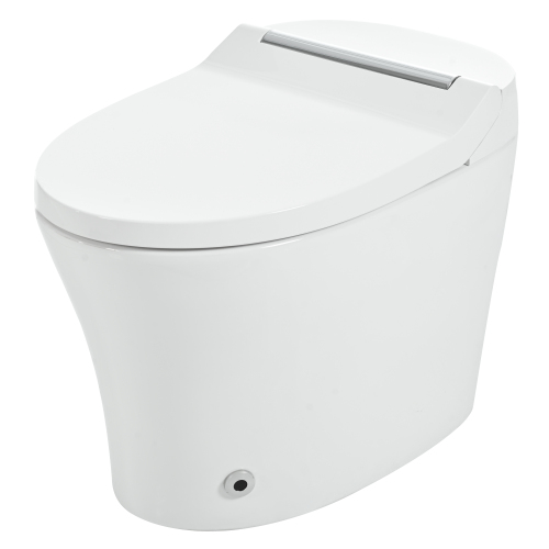 Smart toilet with Built-in Heated Seat, One Piece Elongated Modern Toilet with Adjustable Temp Heated Seat, Auto Flush, Dual Flush Toilet 1/1.28 GPF, Foot sensor Flush, White Night Light,Knob Control - Image 2