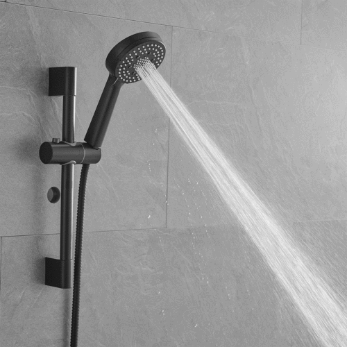 10-Inch Shower System, Slide Bar Shower Faucets Sets Complete Round Shower Heads and 5-Spray Handheld Combo, Wall Mounted Matte Black Shower Faucet - Image 6