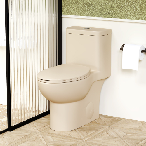 1.1/1.6 GPF Tornado Flush One-Piece Toilet with Comfort Chair Seat ADA Height 17",Powerful & Quiet Dual Flush Modern Toilet,Siphonic S-trap 12",Rimless Bowl with Soft Closing Seat,Gloss White,Black,Green,Khaki - Image 10