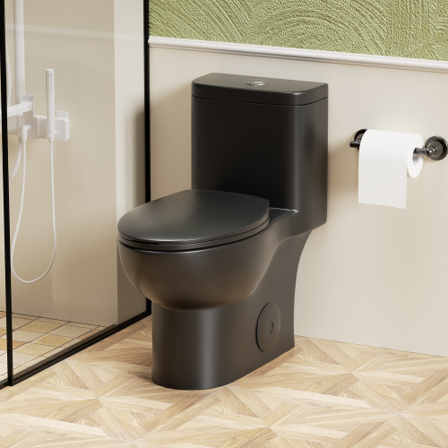 1.1/1.6 GPF Tornado Flush One-Piece Toilet with Comfort Chair Seat ADA Height 17",Powerful & Quiet Dual Flush Modern Toilet,Siphonic S-trap 12",Rimless Bowl with Soft Closing Seat,Gloss White,Black,Green,Khaki - Image 9