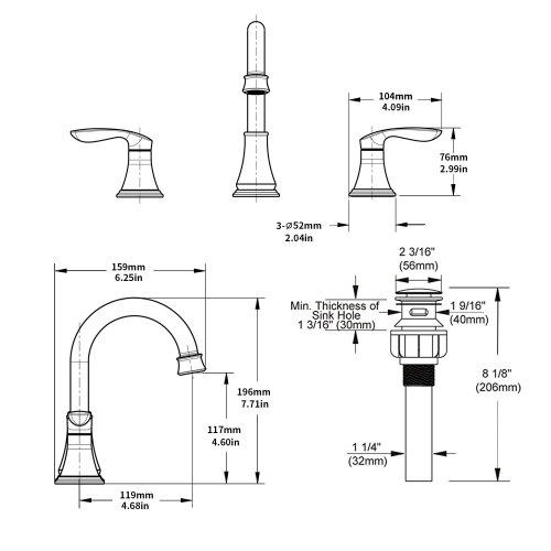 2-Handle 8 inch Widespread Bathroom Sink Faucet ?Oil-Rubbed Bronze Lavatory Faucet 3 Hole 360?? Swivel Spout Vanity Sink Basin Faucets with Pop Up Drain Assembly and cUPC Water Supply Hoses - Image 2
