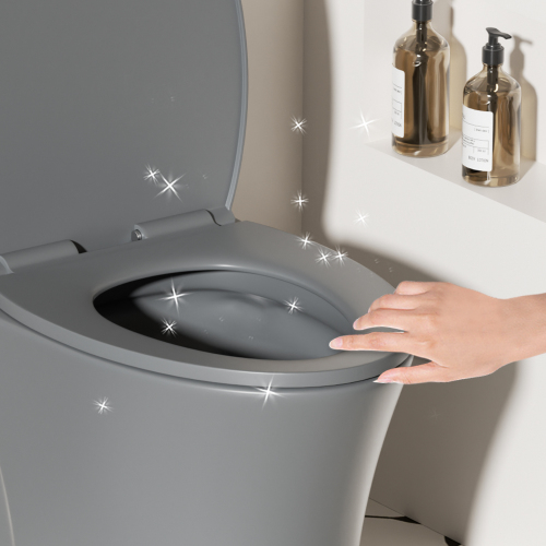 1.1/1.6 GPF Tornado Flush One-Piece Toilet Elongated, Siphonic S-trap 12",Soft Closing Seat, Button on Tank top ,Powerful Dual Flush MAP 1000g, Comfort Chair Seat ADA Height 17", Light gray - Image 6